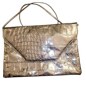Silver Crocodile Print Purse 12.5" x 8.5"